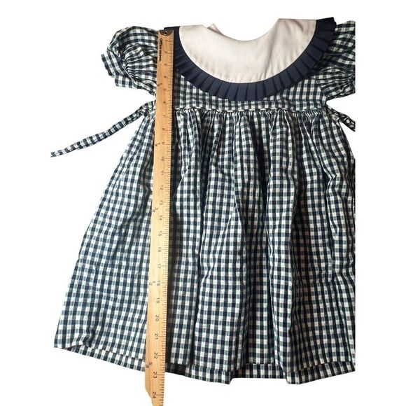 Monday's Child Vintage Plaid Dress Sz 4 With Ruffle Bib Collar Classic Tie Waist - Picture 7 of 7